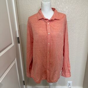 Banana Republic Linen-Cotton Blend Untucked Slim Fit Size XL in Corral Orange